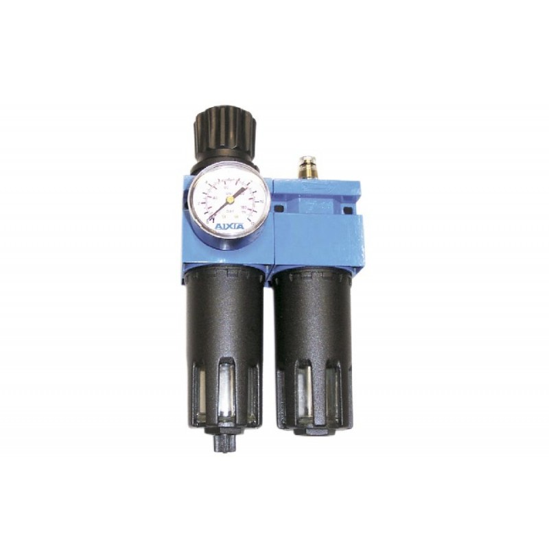 Filtro regulador lubricador de aire comprimido en tres piezas con rosca de 1/4 caudal 700LM.
